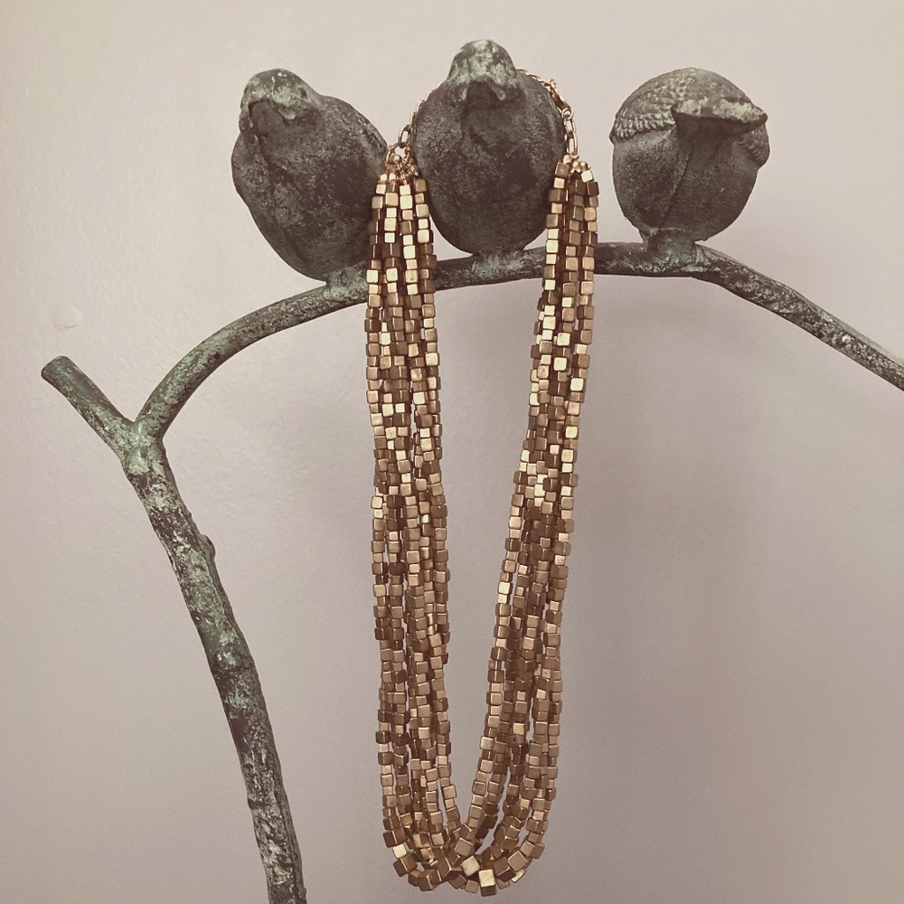 Striking Eight Strands of Small Gold Cubes Necklace